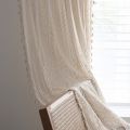 America Beige Cotton Window Curtain with Tassels Decorate Valance The Luxury Living Room Bedroom Kitchen Easy Drape Curtains.