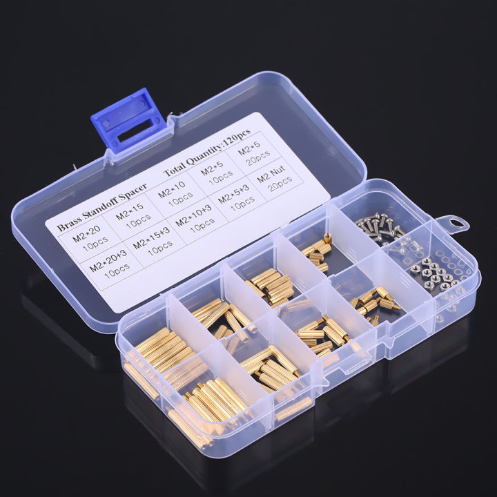 KOGEEK%20Spacing%20M3/M2%20Screw%20Cylindrical%20Brass%20Threaded%20Pillar%20PCB%20Hex%20Standoff%20Spacer%20Male%20to%20Female%20DIY%20Set%20Stainless%20Steel%20Nut%20Assortment%20Mounting%20Hardware%20Kit%20-%20Image%206