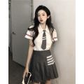 Cyndi Wang Same Pleated Skirt Suit Preppy StylejkUniform British Style School Uniform Student Graduation Dress Sweet Cool Female Summer. 