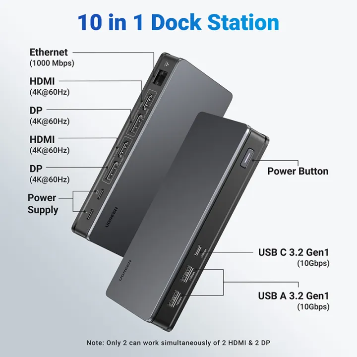 UGREEN%20USB%20C%20Docking%20Station%20for%20M1%20/%20M2%20MacBook,%209-in-1%20Docking%20Station%20Dual%20Monitor%204K@60Hz,%202x%20HDMI,%202x%20DisplayPort,%20100W%20PD%20for%20Laptop,%2010Gbps%20USB-C%20&%20USB-A%20Data%20Ports,%201Gbps%20Ethernet%20-%20Image%207