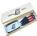 Anime Naruto 3PCS/Set 13CM Kunai + Headband With Box Unisex Plastic Kunai Anime Fan Cosplay Accessory.