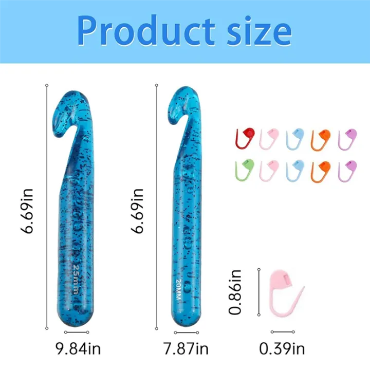25%20mm%20Crochet%20Hook%20Set%20Kit%20Large%20Acrylic%2020%20mm%20Crochet%20Hook%20with%2010%20Pcs%20Markers%20Perfect%20for%20Chunky%20Yarn%20-%20Image%202