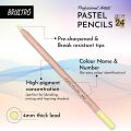 BRUSTRO Artists Pastel Colored Pencils - Set of 24 Shades - 4mm Lead | Break Resistant, Erasable, High Pigmented, Vibrant Colours | Ideal for Drawing, Mandala, Shading, Portrait, Fine Art Students.