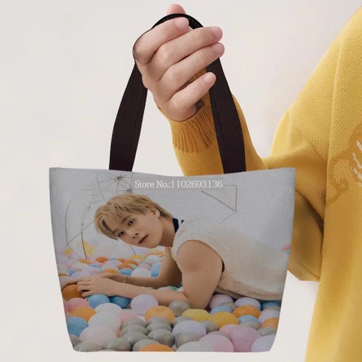 Astro Moonbin Print Handbag Women Casual Linen Totes Underarm Top Handle Bag Lady Shopping Lunch Travel Bags