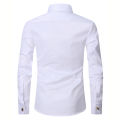 2023 Men French Cuff Dress Shirt Cufflinks New White Long Sleeve Casual Buttons Male Brand Shirts Regular Fit Clothes.