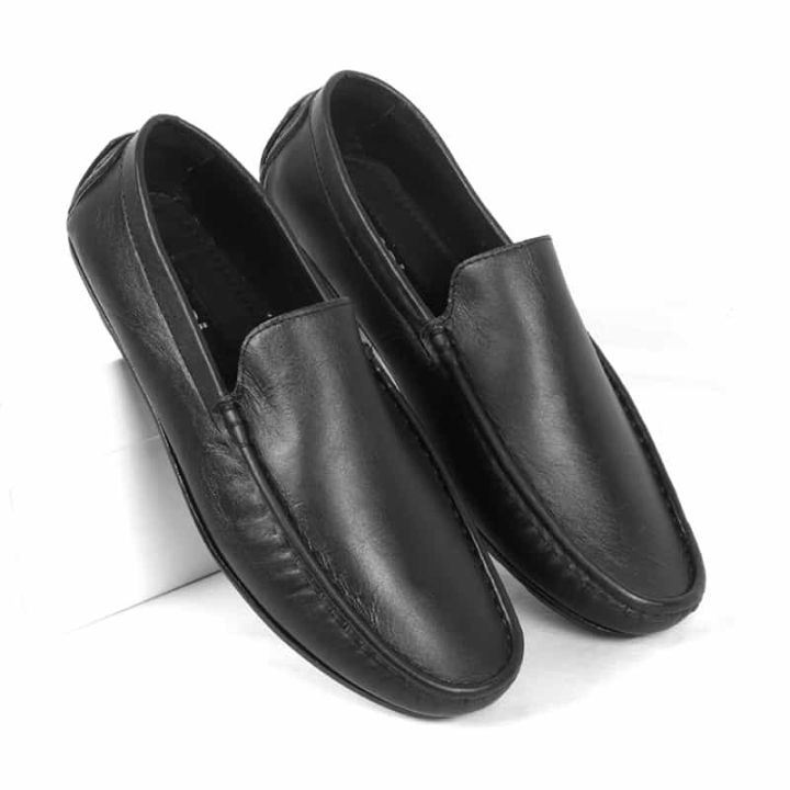 Fashionable Leather Loafers shoes for (Black_Popular Loafer)