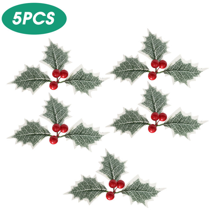 5/25PCS%20Artificial%20Berry%20Stamen%20Flower%20Simulation%20Small%20Red%20Fruit%20Leaves%20Home%20Decoration%205Pcs/Set%20-%20Image%209