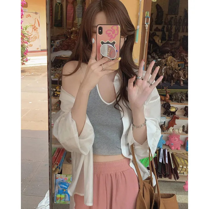 White%20Water%20Sun-Proof%20Chiffon%20Shirt%20for%20Women%20Spring%20and%20Summer%20New%20Western%20Style%20Youthful-Looking%20All-Match%20White%20Long-Sleeved%20Shirt%20for%20Women%20-%20Image%203