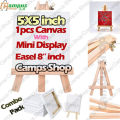 Combo Of 1pcs Nature Arts Mini Display Easel with 1 Pcs 5/5 Canvas For Painting.