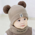 TYRY.HU  2Pcs Baby Winter Hats Scarf  Baby Beanies Cap hat male knitted plush Cap For Girls Boys Kids Winter Warm Hat Scarf Set. 