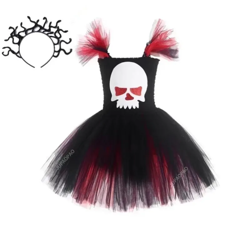 Scary%20Skull%20Ghost%20Costume%20for%20Girls%20Halloween%20Day%20of%20The%20Dead%20Horror%20Clothes%20Black%20Red%20Kids%20Carnival%20Party%20Fancy%20Tutu%20Dress%20Up%20-%20Image%206