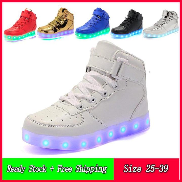 USB Charging Led Children Shoes Light Up Casual Boys&Girls Luminous Sneakers(white) - intl