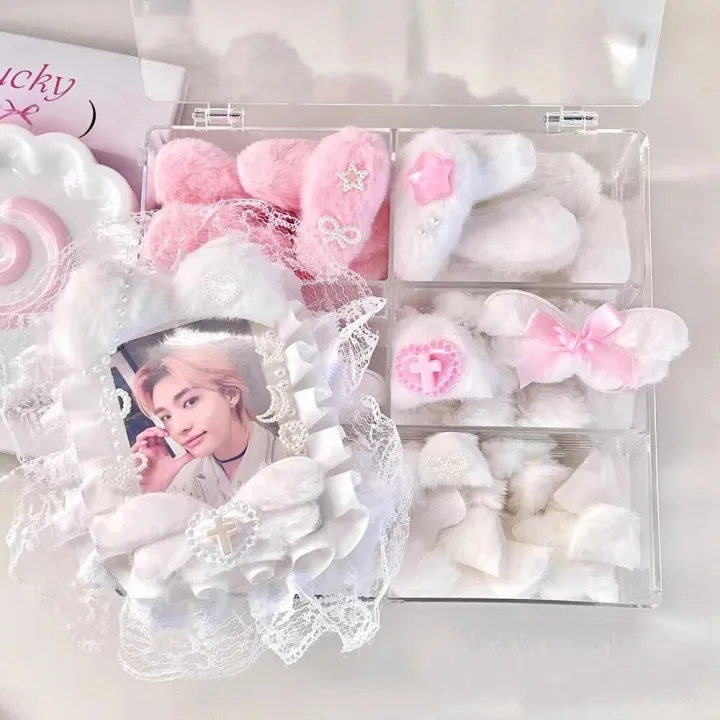 10Pcs%20Sweet%20Plush%20DIY%20Photocard%20Holder%20Handmade%20Material%20Kpop%20Idol%20Photo%20Card%20Holder%20Lace%20Strips%20Cute%20Cartoon%20Ears%20Accessories%20-%20Image%206