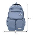 College Student Rucksack Solid Color School Bags Fashion Large Capacity Waterproof Nylon Multi-Pockets for Teenage Girls Boys. 