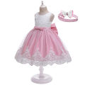 Foreign trade wholesale new girls long skirt bow lace dress middle and big kids evening dress kids dress.