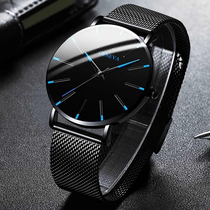 2024%20Minimalist%20Men's%20Fashion%20Ultra%20Thin%20Watches%20Simple%20Men%20Business%20Stainless%20Steel%20Mesh%20Belt%20Quartz%20Watch%20-%20Image%202
