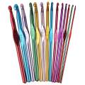 Alumina Handle Single Pointed Crochet Hook Needle Set for Weave Knitting (Multi ColorSet of 14pcs). 