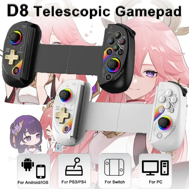 BSP D8 RGB Bluetooth Stretching Joystick Tablet Controller Wireless Handle for Switch Game for P3 P4 Android IOS Gamepa