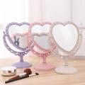 Desktop Makeup Mirror Heart Shape Makeup Vanity Portable Double-side Vanity Mirror Hand Mirror Cosmetic Compact Mirror for Women.