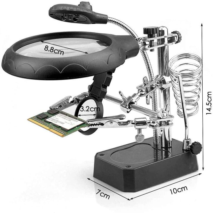 Helping%20Hands%20Magnifier%20Station,%202.5X/7.5X/10X%20LED%20Lighting%20Workstation%20Magnifying%20Glass%20Stand%20with%20Clamp%20and%20Alligator%20Clips%20-%20Image%202