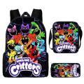 3 pcs Set Smiling Critters School Bags with ShoulderBags Pencil Bags for Boy Girls Cartoon Prints Backpack Best Gift for Child. 
