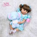 55CM NPK reborn baby doll toddler girl bebe reborn very soft full body silicone doll bath toy.