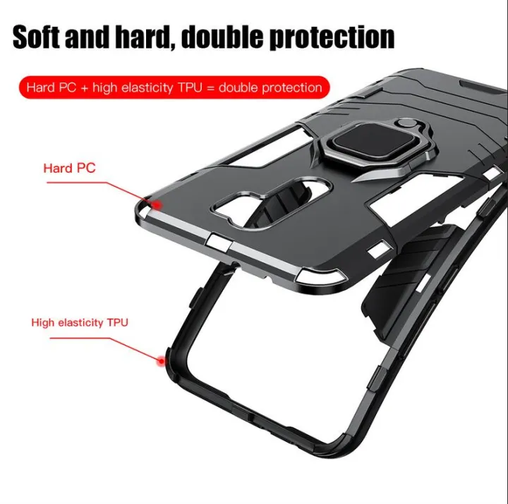 icasecover%20for%20Xiaomi%20POCO%20M2/POCO%20M2%20Reloaded%20Hard%20Case%20Hybrid%20Shockproof%20Car%20Magnetic%20Ring%20Buckle%20Stand%20Back%20Cover%20-%20Image%204