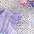 GC Toddler Girls Clothes Outfit Cotton Pit Strip Flutter Sleeve Top Butterfly Print Pants 2 Piece Outfits.