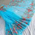 Exclusive Designer Hand-Printed Half Silk Saree for Women. 