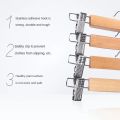 10 Pack Wooden Skirt Hangers with Adjustable Clips Non-Slip Trouser Hanger Natural Finish Lotus Wood Pants Hangers 360°.
