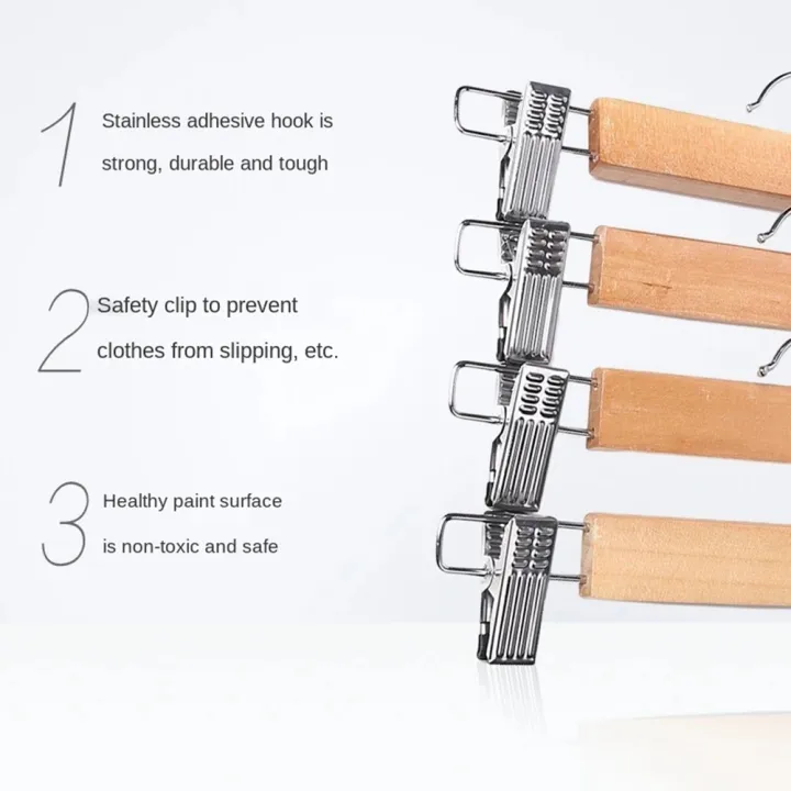 10%20Pack%20Wooden%20Skirt%20Hangers%20with%20Adjustable%20Clips%20Non-Slip%20Trouser%20Hanger%20Natural%20Finish%20Lotus%20Wood%20Pants%20Hangers%20360%C2%B0%20-%20Image%205