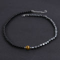 [ New ] Irregular with Personality Haematite Beaded Men's Necklace Simple 10mm Natural Tiger Eye Necklace Men. 