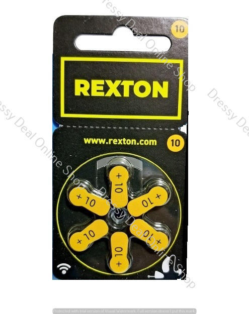 Rexton Hearing Aid Battery Size 10, Pack of 6 Batteries- Germany made