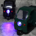 1/32 Sanitation Tricycle Simulation Alloy Children's Toy Car Model Sound and Light Warrior Boy Decoration Gifts.