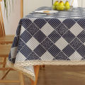 7WLO small fresh kindergarten tablecloth upholstery cotton linen simple lace desk mat student rectangular lattice tea.