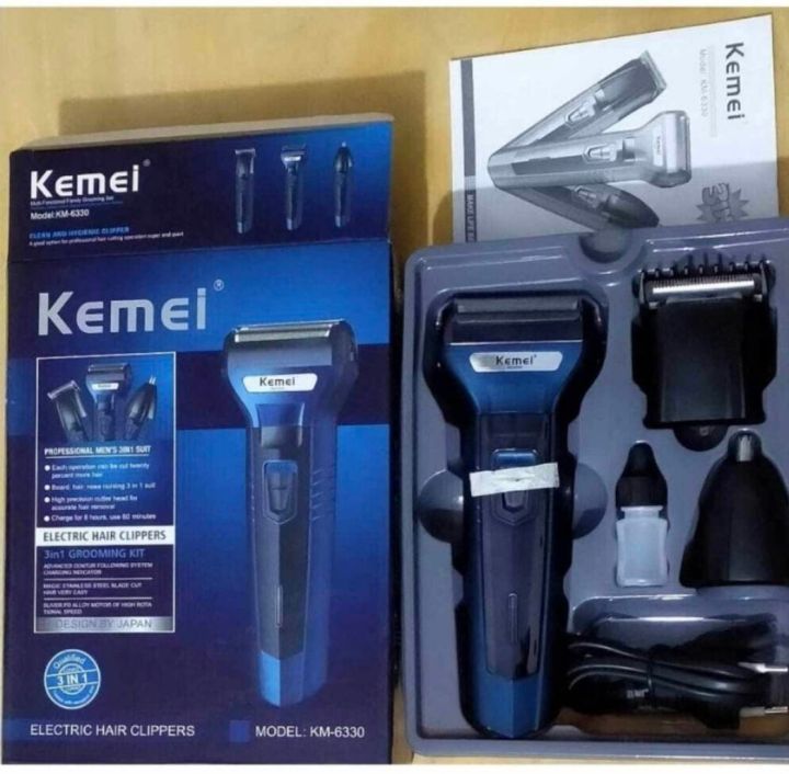 Kemei KM-6330 (3 In 1) Shaver Hair Beard And Nose Trimmer