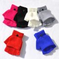 Half Finger Flip Gloves Winter with Finger Caps Knitted Fingerless Touchscreen Gloves for Men Women Finger Mittens Glove. 