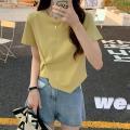 2023 Brand New Womens T shirt Round Neck Irregular Design Short Women T-shirts Leisure Slim Short Sleeve Woman T-shirt Tops Tees. 