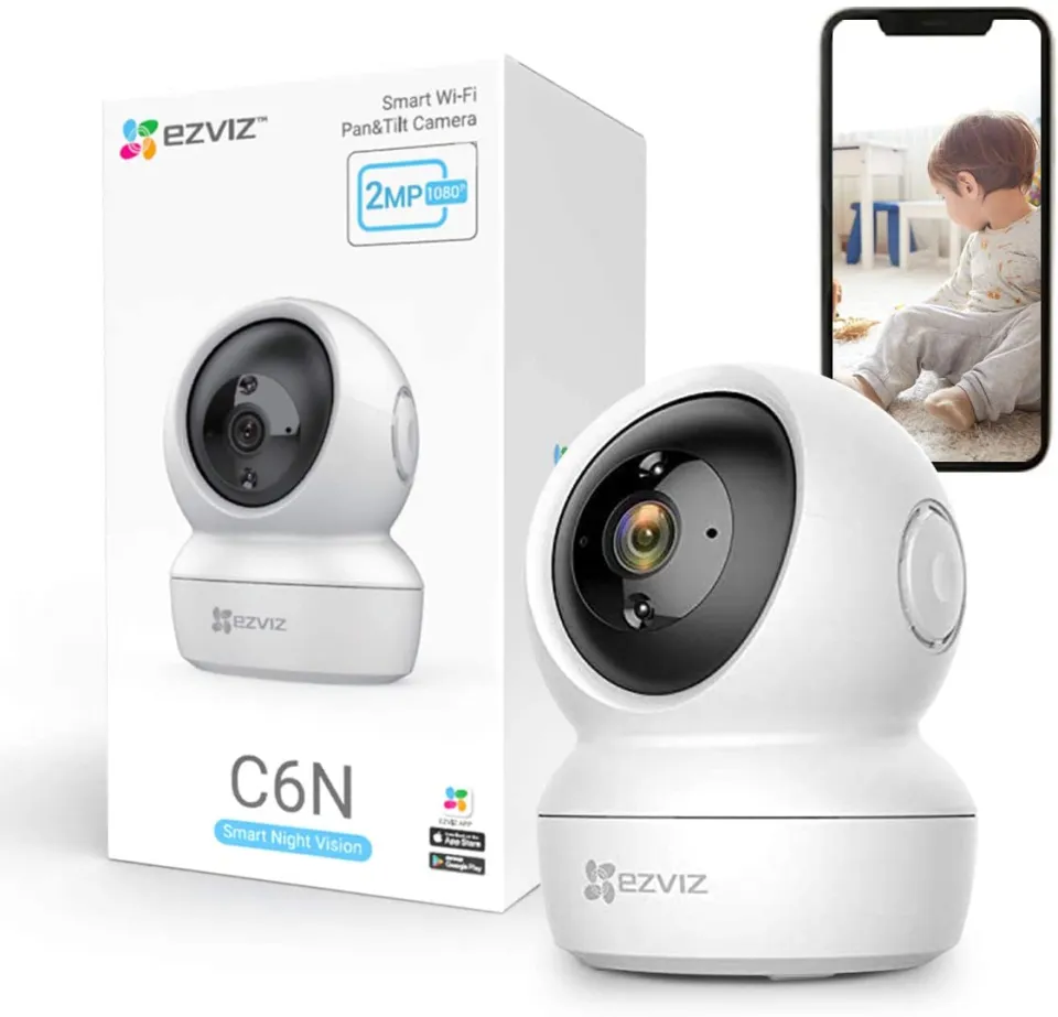 EZVIZ C6 4MP Caméra Surveillance WiFi 2.4/5GHz Wifi Ethernet, Caméra Intérieur 360 °, Suivi Auto