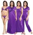 Women 6-Part Solid Night Dress Set - Fashionable Night Wear. 