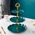 European-style multi-layer candy tray, living room creative fruit tray, cake stand, refreshment tray, three-layer fruit tray with durability.