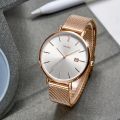 Women's Minimalist Quartz Watch Business Fashion Analog Calendar Stainless Steel Wrist Watch. 