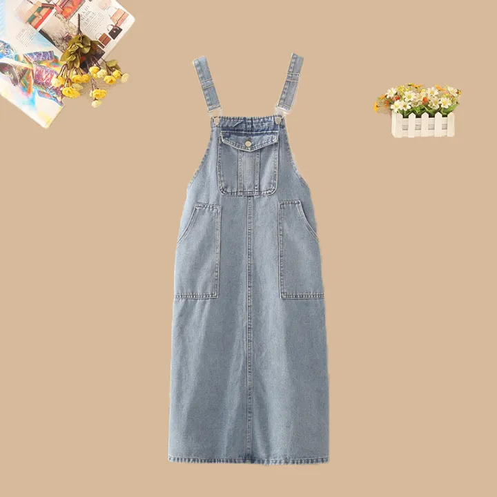 Women%20Denim%20Suspender%20Dress%20Solid%20Straps%20Loose%20Soft%20Cargo%20Jean%20Vestido%20Female%20Summer%20Versatile%20Casual%20Overalls%20Frock%20With%20Pocket%20-%20Image%207