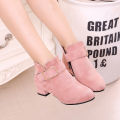 2024 New Korean Autumn and Winter Fleece Warm Girl Boots Matte Boots Mid-Tube Heightened Casual Girls Martin Boots.
