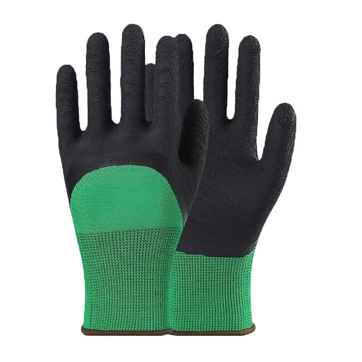 1 Pair Working Gloves Rubber Coated Anti-Slip Waterproof Wear-Resistant Gloves