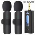 K35 Dual Wireless Microphone 3.5mm Supported for Camera, Sound card, Smartphone Dual Mic and single receiver. 