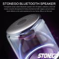 STOENGO Portable Bluetooth Speakers, Small True Wireless Stereo (TWS) Speaker Transparent Crystal LED Music Player with TF Card.
