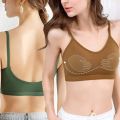 Pure Cotton for Women Underwear Solid Seamless Bra with Pads Push Up Fixed Cup Tops Bralette Brassiere Beautiful Back Vest. 