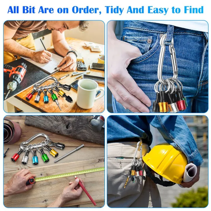 12Pcs%201/4%20Inch%20Hex%20Shank%20Screwdriver%20Bit%20Holders,%20Keychain%20Extension%20Bar,%20Portable%20Fast%20Change%20Bit%20Holder%20Set%20-%20Image%203