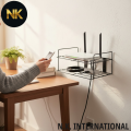 Premium Router Stand | Metal Wire Wall Mounted Router Shelf Black, Space Saving Floating Bracket Holder for Wireless WiFi Routers, Set-Top Boxes, Small Media Players, Cable Management Rack, Sturdy Construction for Home and Office.